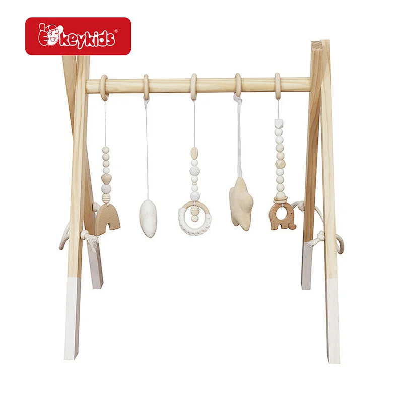 Customize foldable play toy wooden baby gym with sounds W08K394
